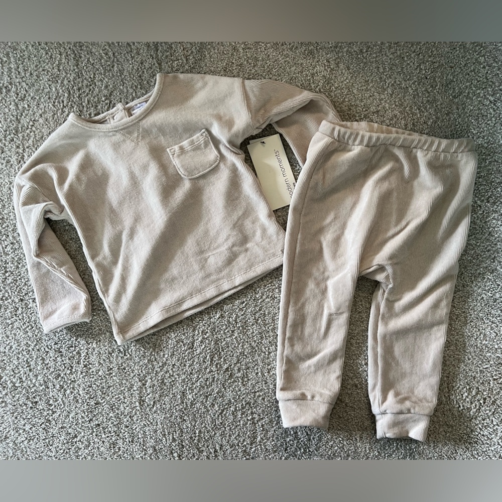 Modern Moments by Gerber fleece 2piece set 18M-Taupe